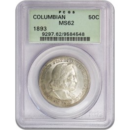 1893 50C Columbian Exposition Commemorative Silver Half Dollar PCGS MS62 OGH