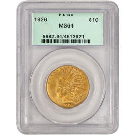 1926 $10 Indian Head Eagle Gold PCGS MS64 Generation 3.1 Old Green Holder OGH #1