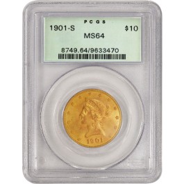 1901 S $10 Liberty Head Eagle Gold PCGS MS64 Generation 3.1 Old Green Holder OGH