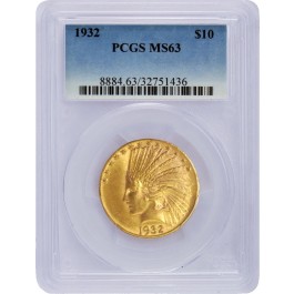 1932 $10 Indian Head Eagle Gold PCGS MS63 Mint State Brilliant Uncirculated Coin