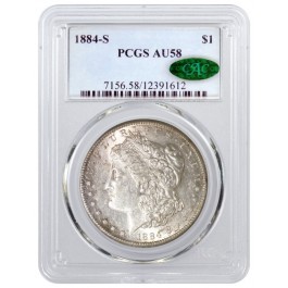 1884 S $1 Morgan Silver Dollar PCGS AU58 CAC About Uncirculated Key Date Coin