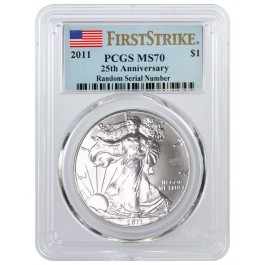 2011 $1 Silver American Eagle PCGS MS70 First Strike Flag Label