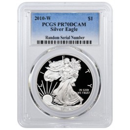 2010 W $1 1 oz Proof Silver American Eagle PCGS PR70 Deep Cameo Coin