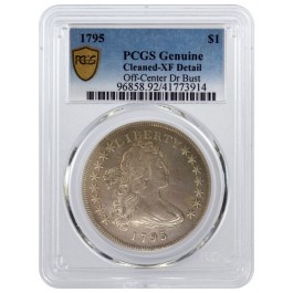 1795 $1 Draped Bust Silver Dollar Off-Center PCGS Secure XF Detail Cleaned