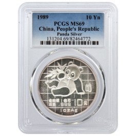 1989 10 Yuan People's Republic Of China 1 oz Chinese Silver Panda PCGS MS69 #772