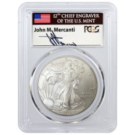 2013 $1 Silver American Eagle PCGS MS69 FS John M Mercanti Signature Label