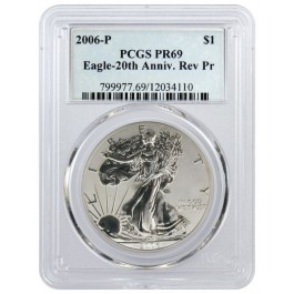 2006 P $1 Reverse Proof Silver American Eagle 20th Anniversary PCGS PR69 