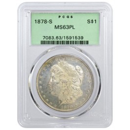 1878 S $1 Morgan Silver Dollar PCGS MS63 PL Proof Like Generation 3.1 OGH Holder