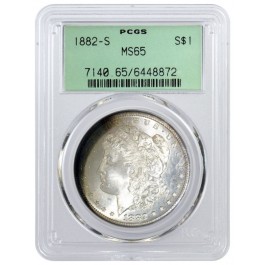 1882 S $1 Morgan Silver Dollar PCGS MS65 Generation 2.2 Old Green Holder OGH