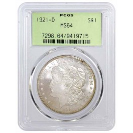 1921 D $1 Morgan Silver Dollar PCGS MS64 Generation 3.0 OGH Old Green Holder