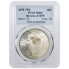 1878 7TF 7 Tail Feathers Reverse Of 79 $1 Morgan Silver Dollar PCGS MS65 Coin