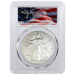 2020 W $1 1 oz Burnished Silver American Eagle PCGS SP70 FS Thomas S. Cleveland