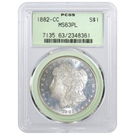 1882 CC $1 Morgan Silver Dollar PCGS MS63 PL Proof Like Coin Generation 3.0 OGH 