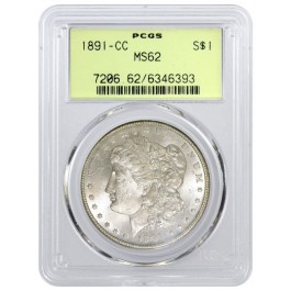 1891 CC Carson City $1 Morgan Silver Dollar PCGS MS62 Coin Generation 3.0 OGH