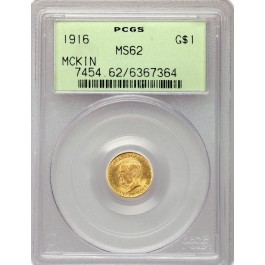 1916 $1 McKinley Memorial Commemorative Gold Dollar PCGS MS62 Generation 3.0 OGH