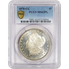 1878 CC Carson City $1 Morgan Silver Dollar PCGS Secure MS63 PL Proof Like Coin