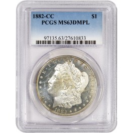 1882 CC Carson City $1 Morgan Silver Dollar PCGS MS63 DMPL Toned Coin