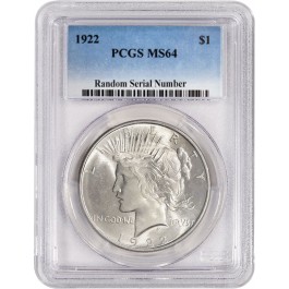 1922 $1 Silver Peace Dollar PCGS MS64