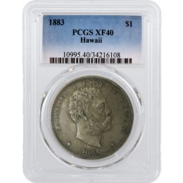 1883 $1 King Kalakaua Kingdom of Hawaii Silver Dollar PCGS XF40