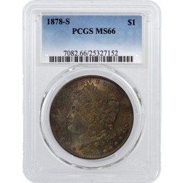 1878 S $1 Morgan Silver Dollar PCGS MS66 Rainbow Toning