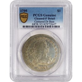 1795 $1 Draped Bust Silver Dollar Centered B-15 BB-52 PCGS Fine Detail Cleaned