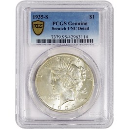1935 S $1 Silver Peace Dollar VAM 4 DDR PCGS Secure Gold Shield UNC Details Coin