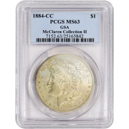 1884 CC Carson City $1 Morgan Silver Dollar PCGS MS63 McClaren Collection II GSA