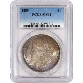 1889 $1 Morgan Silver Dollar PCGS MS64 Uncirculated Blueberry Toned Coin