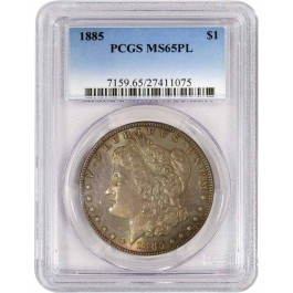 1885 $1 Morgan Silver Dollar PCGS MS65 PL Proof Like Gem Uncirculated Toned Coin