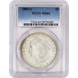 1885 S $1 Morgan Silver Dollar PCGS MS64 Brilliant Uncirculated Key Date Coin