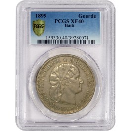 1895 Republic Of Haiti Gourde Silver PCGS Secure Gold Shield XF40 Coin