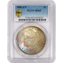 1881 CC Carson City $1 Morgan Silver Dollar PCGS MS65 Gem Uncirculated Toned