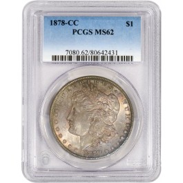 1878 CC Carson City $1 Morgan Silver Dollar PCGS MS62 Uncirculated Coin Toned