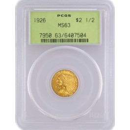 1926 $2.50 Indian Head Quarter Eagle Gold PCGS MS63 Coin Generation 3.0 OGH