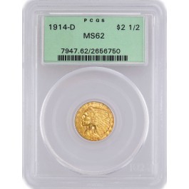 1914 D $2.50 Indian Head Quarter Eagle Gold PCGS MS62 Generation 3.1 OGH 