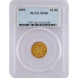 1853 $2.50 Liberty Head Quarter Eagle Gold PCGS XF40 Circulated Coin