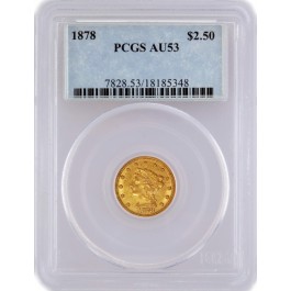 1878 $2.50 Liberty Head Quarter Eagle Gold PCGS AU53 About Uncirculated Coin