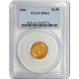1906 $2.50 Liberty Head Quarter Eagle Gold PCGS MS62 Uncirculated Mint State Coin