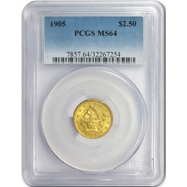 1905 $2.50 Liberty Head Quarter Eagle Gold PCGS MS64 Brilliant Uncirculated Coin