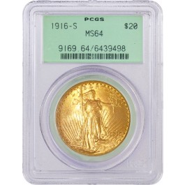 1916 S $20 St Gaudens Double Eagle Gold PCGS MS64 Generation 3.0 OGH