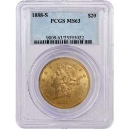 1888 S $20 Liberty Head Double Eagle Gold PCGS MS63