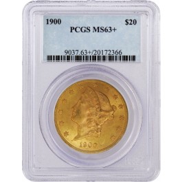 1900 $20 Liberty Head Double Eagle Gold PCGS MS63+ Uncirculated Coin