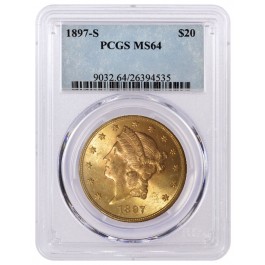 1897 S $20 Liberty Head Double Eagle Gold PCGS MS64