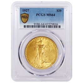 1927 $20 St Gaudens Double Eagle Gold PCGS Secure MS64 Uncirculated Coin #16