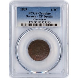 1809 13 Stars 1/2C Classic Head Half Cent Circle In 0 PCGS XF Details Scratched