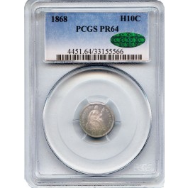 1868 H10C Proof Seated Liberty Half Dime Silver Variety 4 PCGS PR64 CAC