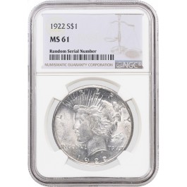 1922 $1 Silver Peace Dollar NGC MS61