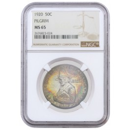 1920 Pilgrim Commemorative Silver Half Dollar NGC MS65 Rainbow 