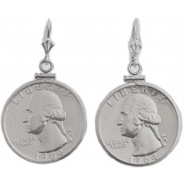 Uncirculated Washington Quarter Sterling Silver Earrings (Random Year)