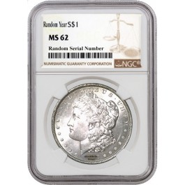 Random Year (1878 - 1904) $1 Morgan Silver Dollar NGC MS62 Uncirculated Coin